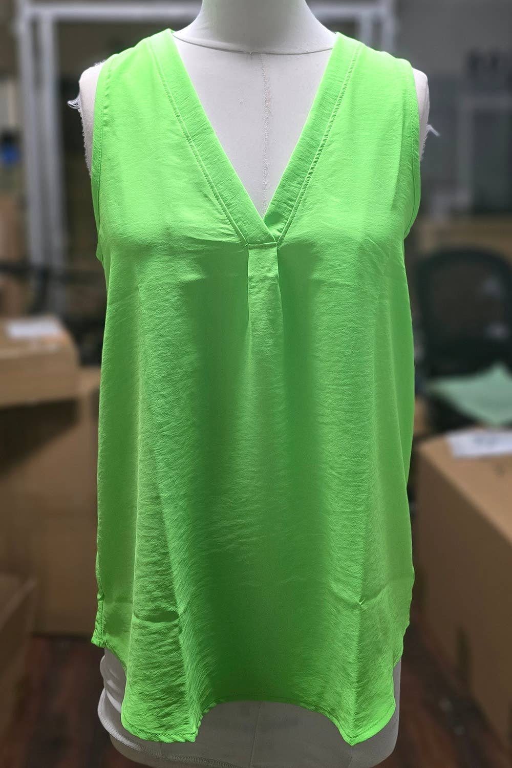 FSL Apparel - Wholesale Blouse - Women's - ST1560 - SOLID WOVEN V-NECK WORK WEAR CASUAL TOP19