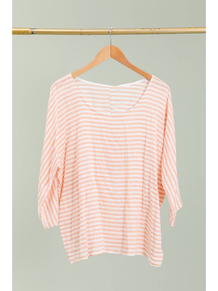 la maison des fibres naturelles - Wholesale Blouse - Women's - STRIPED COTTON LINEN TOP 61101