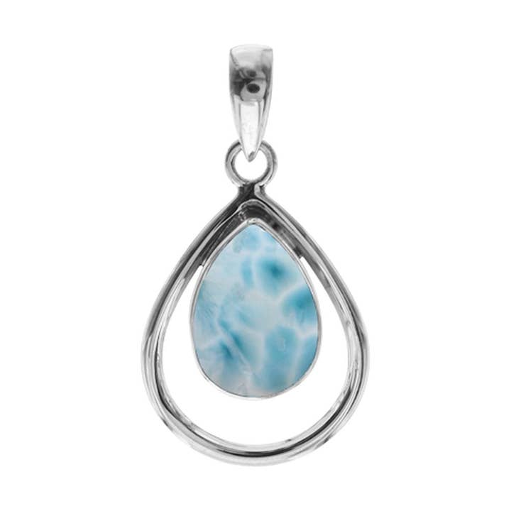 Pendentif larimar en forme de goutte d'Amy pour la vente par Kali Ma Designs - Sterling Silver Jewellery