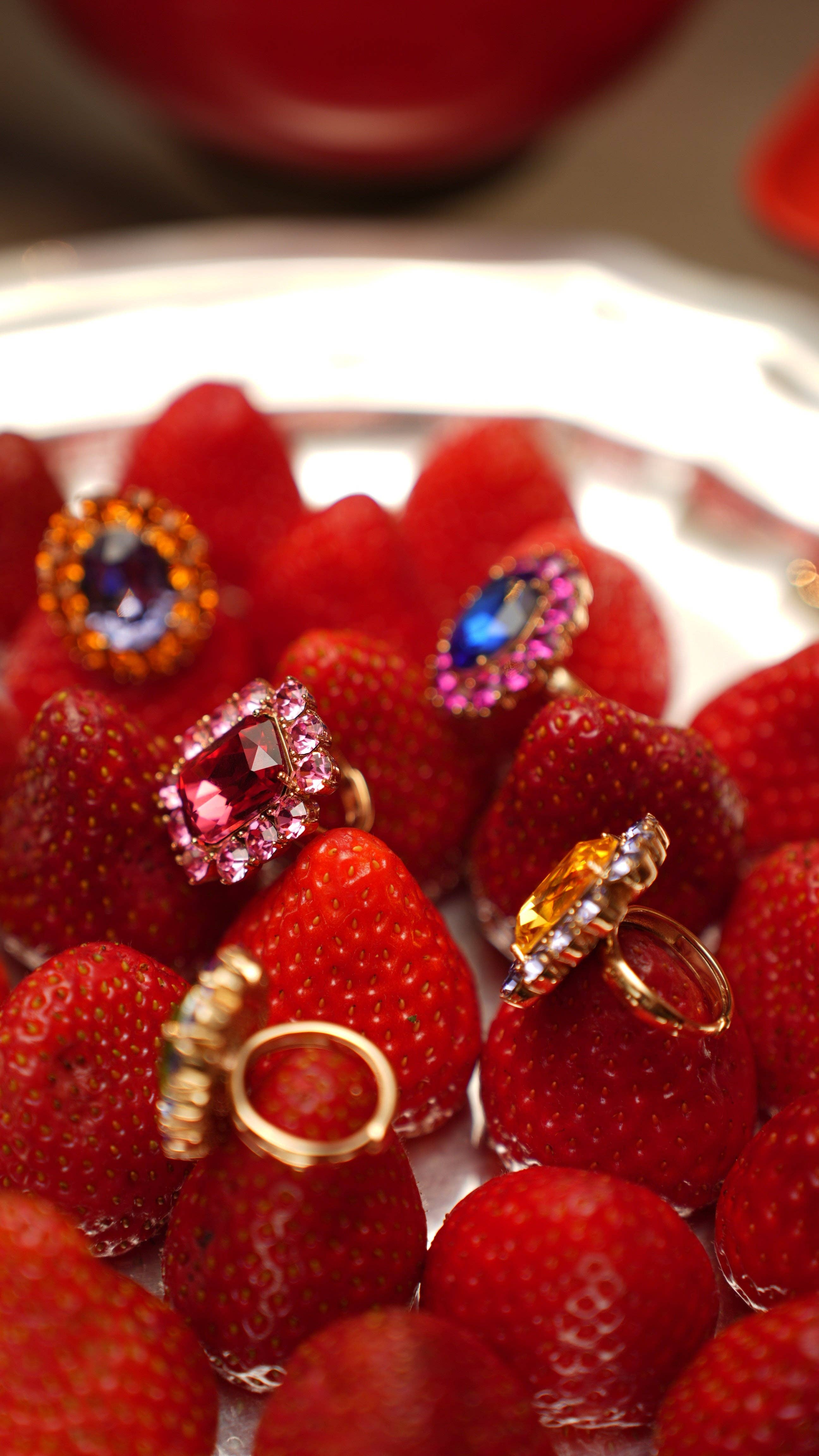 Ninon - Wholesale Cocktail/Statement Ring - Petite Ninon Square Sarı Pembe Yüzük3