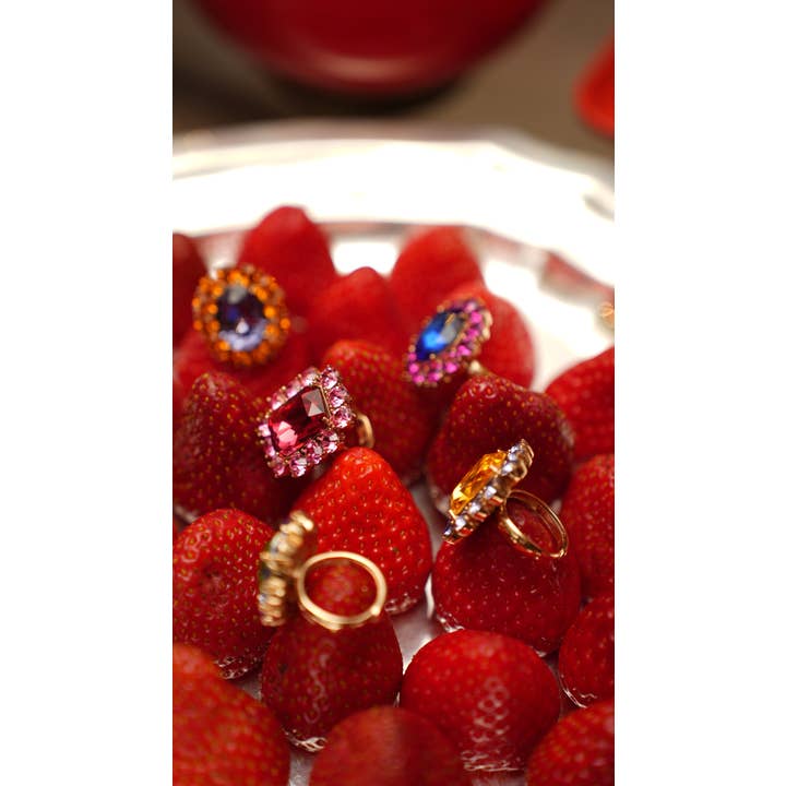 Ninon - Wholesale Cocktail/Statement Ring - Petite Ninon Square Sarı Pembe Yüzük3