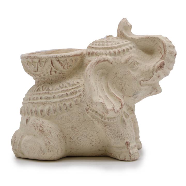 AWGifts Europe – wholesale Rökelsehållare – Elefant Rökelse & Ljusstake (grädde)