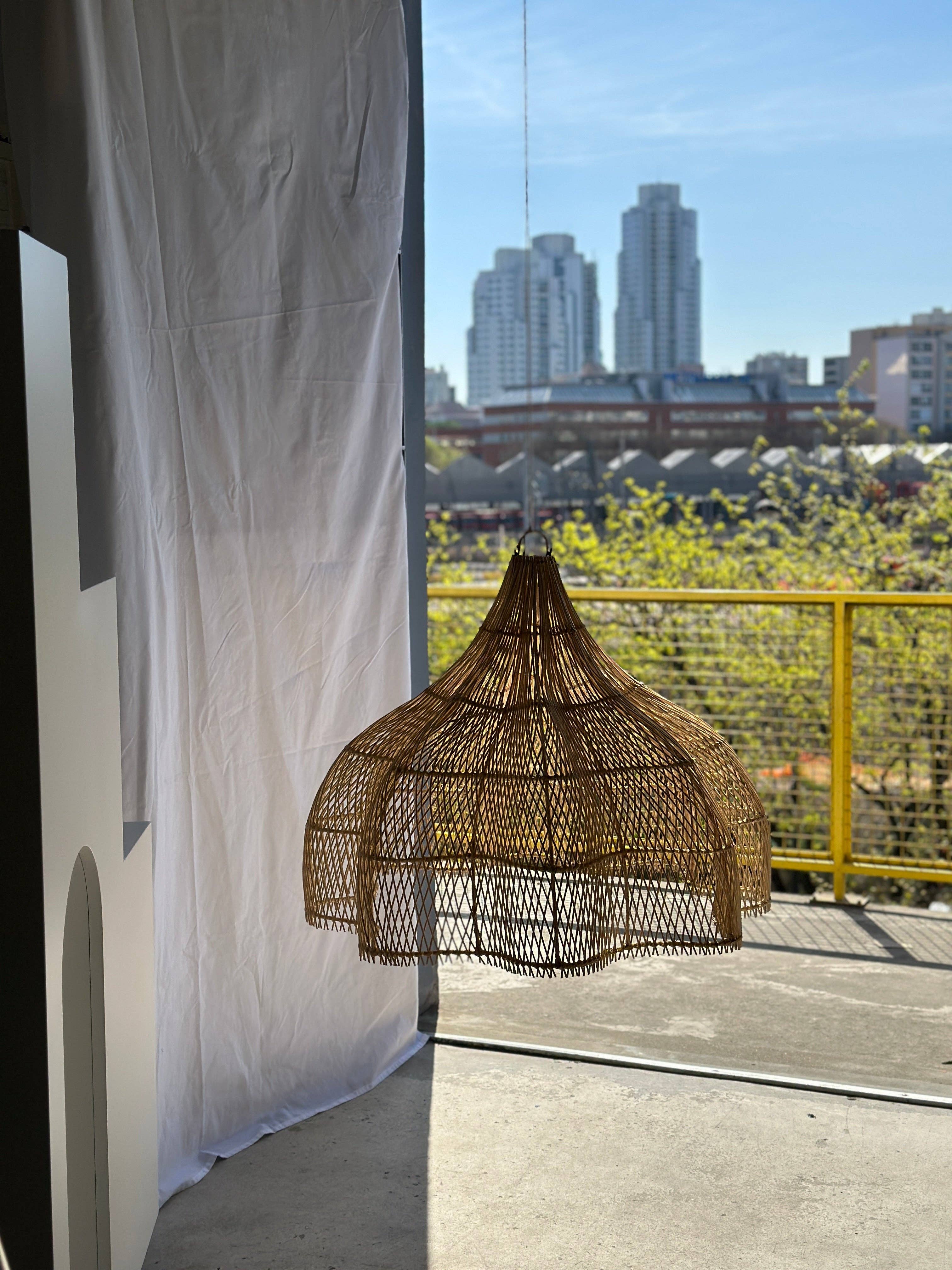 Office Objets - Wholesale Chandelier/Hanging Light - Pendant light, flower-shaped rattan fixture, tulip, corolla H:80cm D80cm22