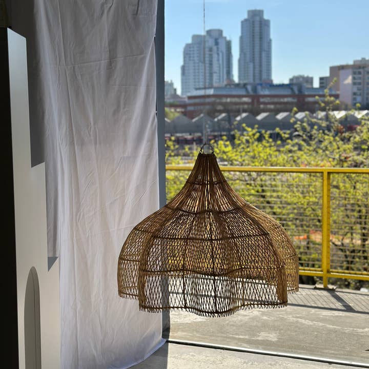 Office Objets - Wholesale Chandelier/Hanging Light - Pendant light, flower-shaped rattan fixture, tulip, corolla H:80cm D80cm22