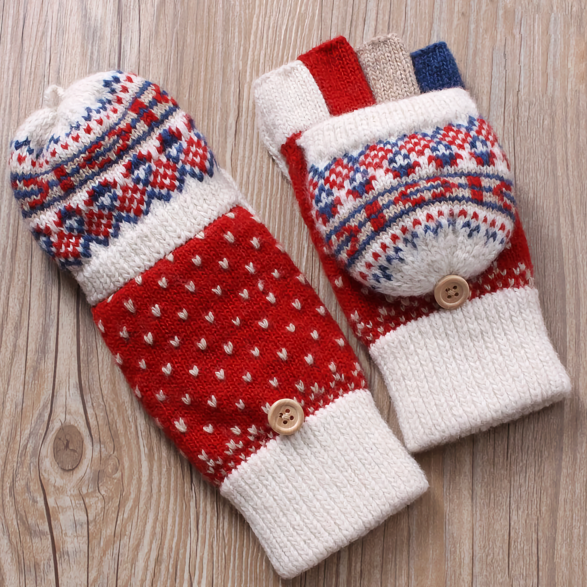 Happy Knits - Vente Gants – femme - Gants en laine pour femmes - Gants d'hiver sans doigts avec rabat10