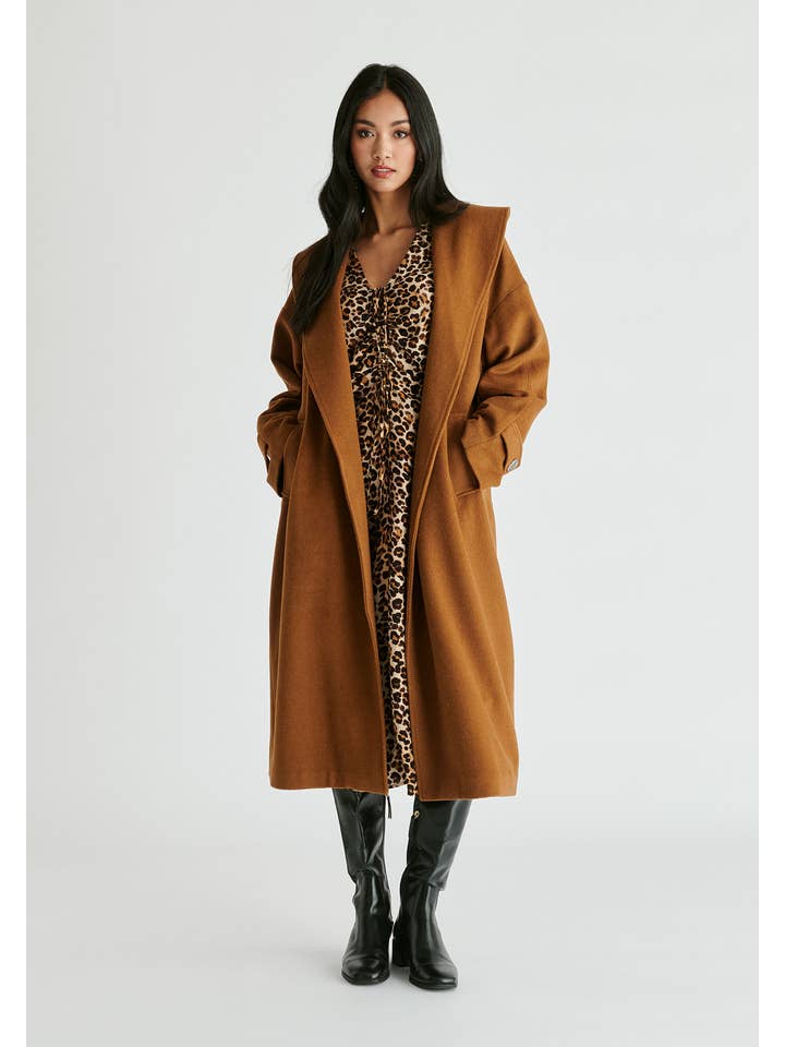 Paisie - Wholesale Coat - Women's - Shawl Collar Wool Coat with Belt