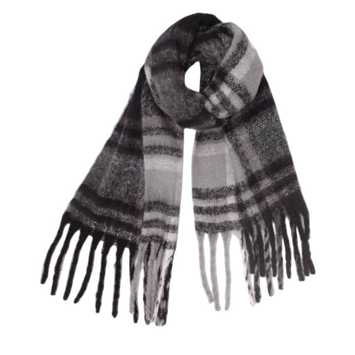 Dipped Shop - Wholesale Scarf - Women's - Tassel Plaid Vintage Scarves DPKS12188