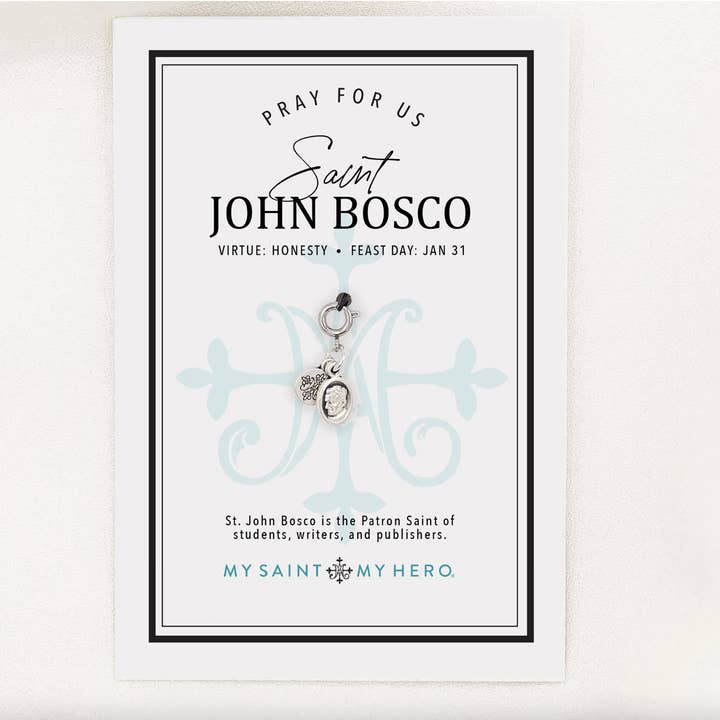 St. John Bosco Charm - Small, Silver for wholesale by My Saint My Hero