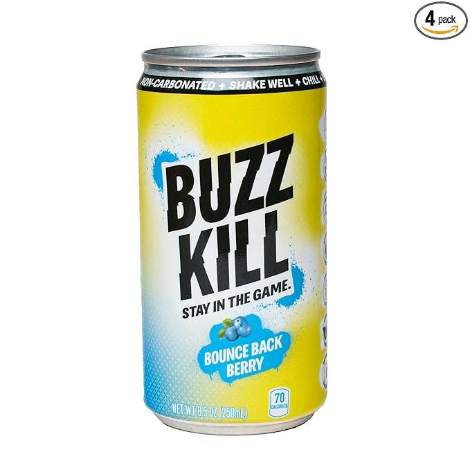 Boisson de récupération post-célébration BuzzKill, Baie Rebondissante, Se sentir mieux le lendemain, 8,5 oz pour la vente par Nordic Breeze Beauty
