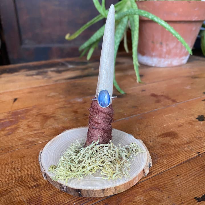 Seeds - Wholesale Single Stone/Solitaire Ring - Sterling Silver Band Abstract Stone Ring Moonstone, Kyanite