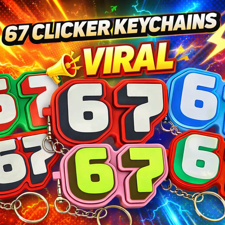 Viral 67 Clicker Keychains for wholesale by Gumdrop Garden