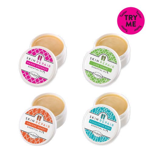 Skin Repair Testers 1 of each 4 essential oil fragrance 2 oz for wholesale by PUREfactory Naturals