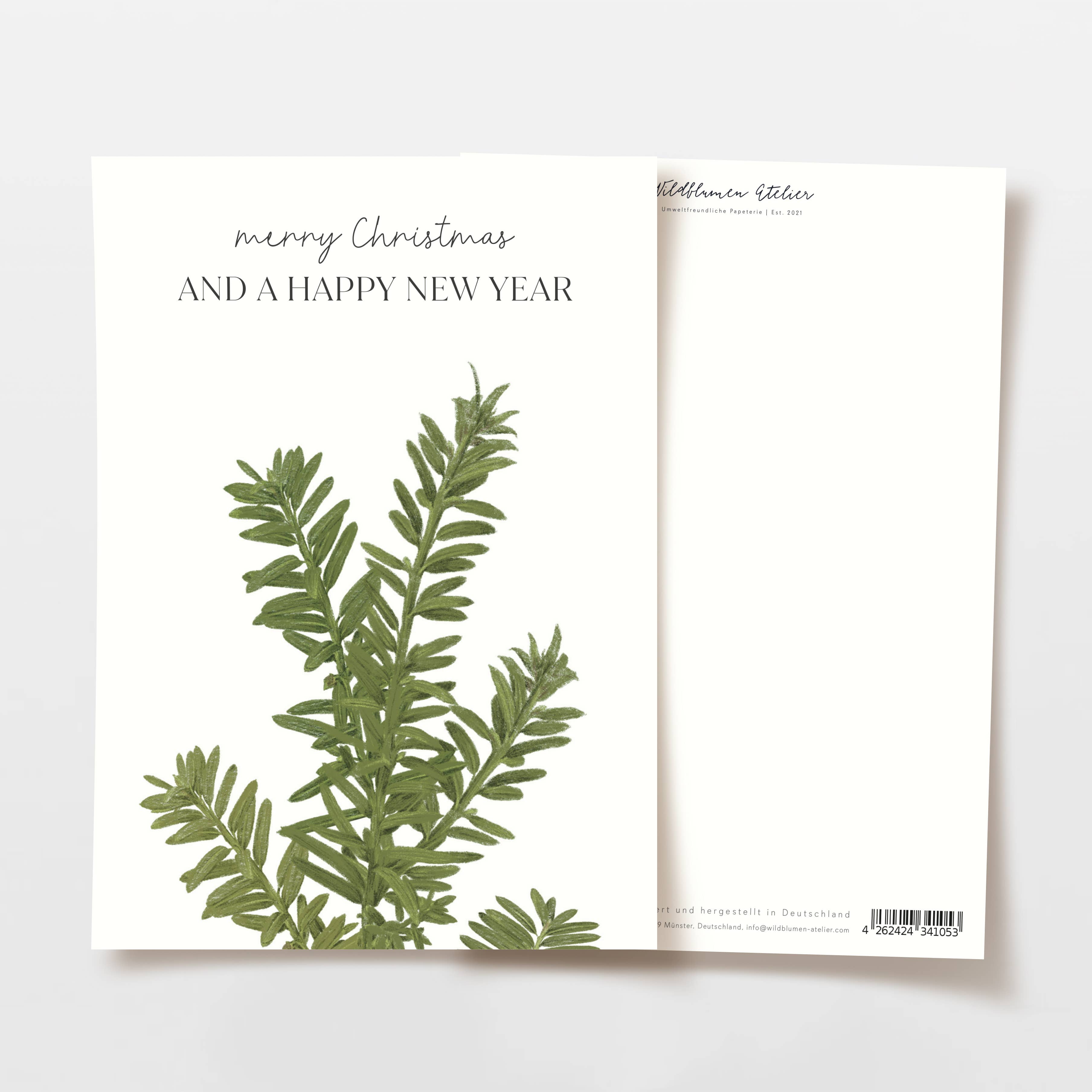 Wildblumen Atelier – Großhandel Weihnachtskarte – Weihnachtskarten Sortiment 5 Motive, merry Christmas, FSC7