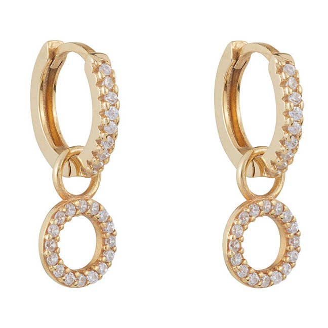Circle Drop Hoop Huggie Earrings: Gold for wholesale by Ballinger