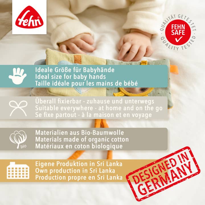 Fehn - Venta al por mayor Libro - Niños - Libro de tela Sheep Fehnnatur, libro táctil con motivos de animales