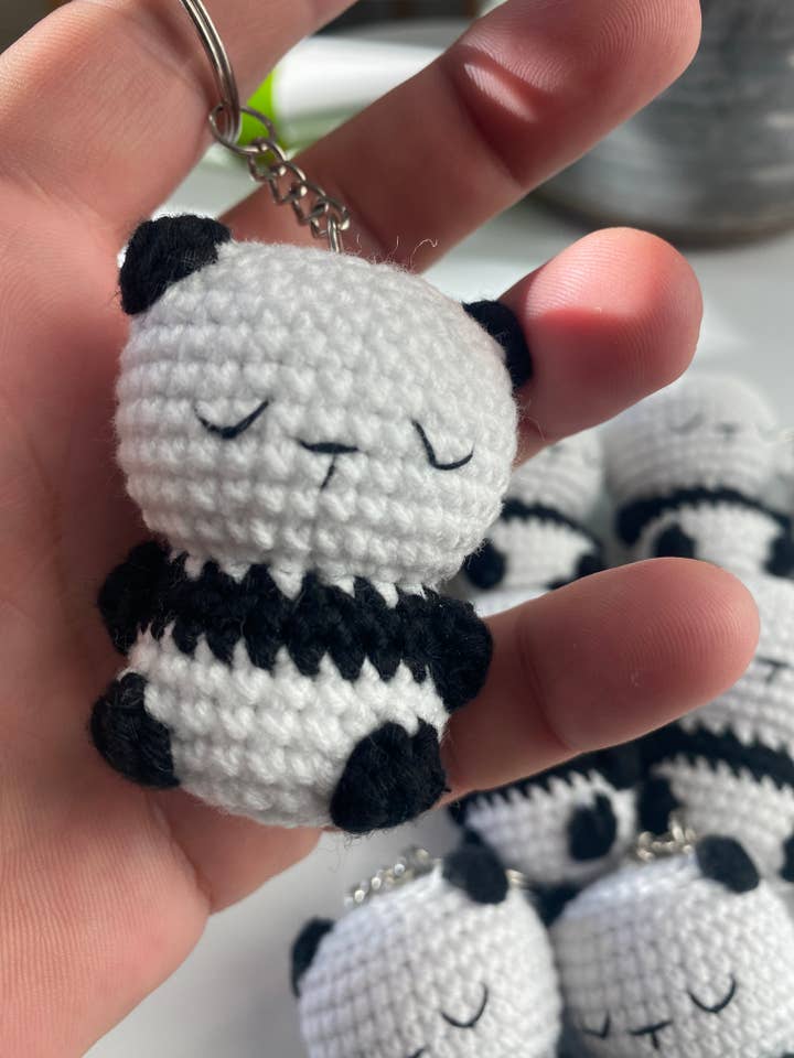 Crochet Panda Keychain for wholesale by Marie and Rose Crochet Toys