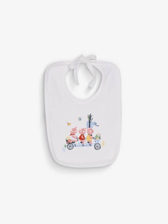 Hvid hagesmæk 3 små røde grise for engroshandel hos Nos poussins chéris