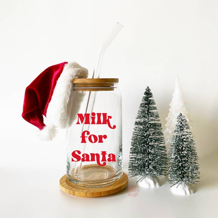 Verre à lait pour père Noël, tasse de Noël pour enfants, verre à lait pour la vente par Violet Poppy Design