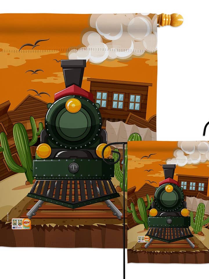 Wild West Train Country Living The South Vehicle Decor Flag for wholesale by Two Group Flag Co
