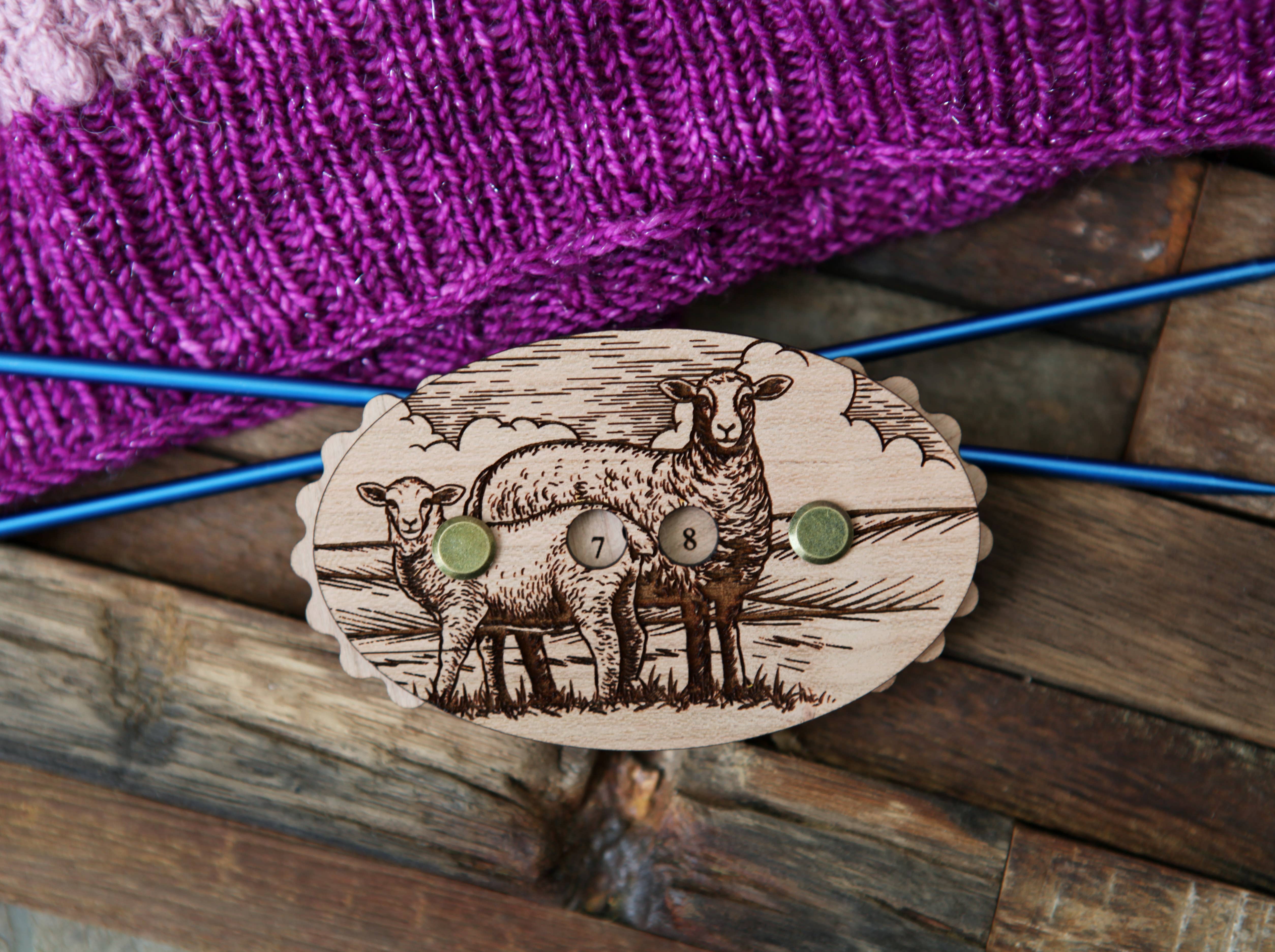 Sunrise Grove - Wholesale Knitting/Crochet Supplies - Sheep Cherry Wood Knitting Row Counter