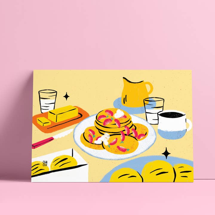 Camille Cauvez illustration et papeterie - Wholesale Poster - Display brunch | pancakes still life scone English breakfast