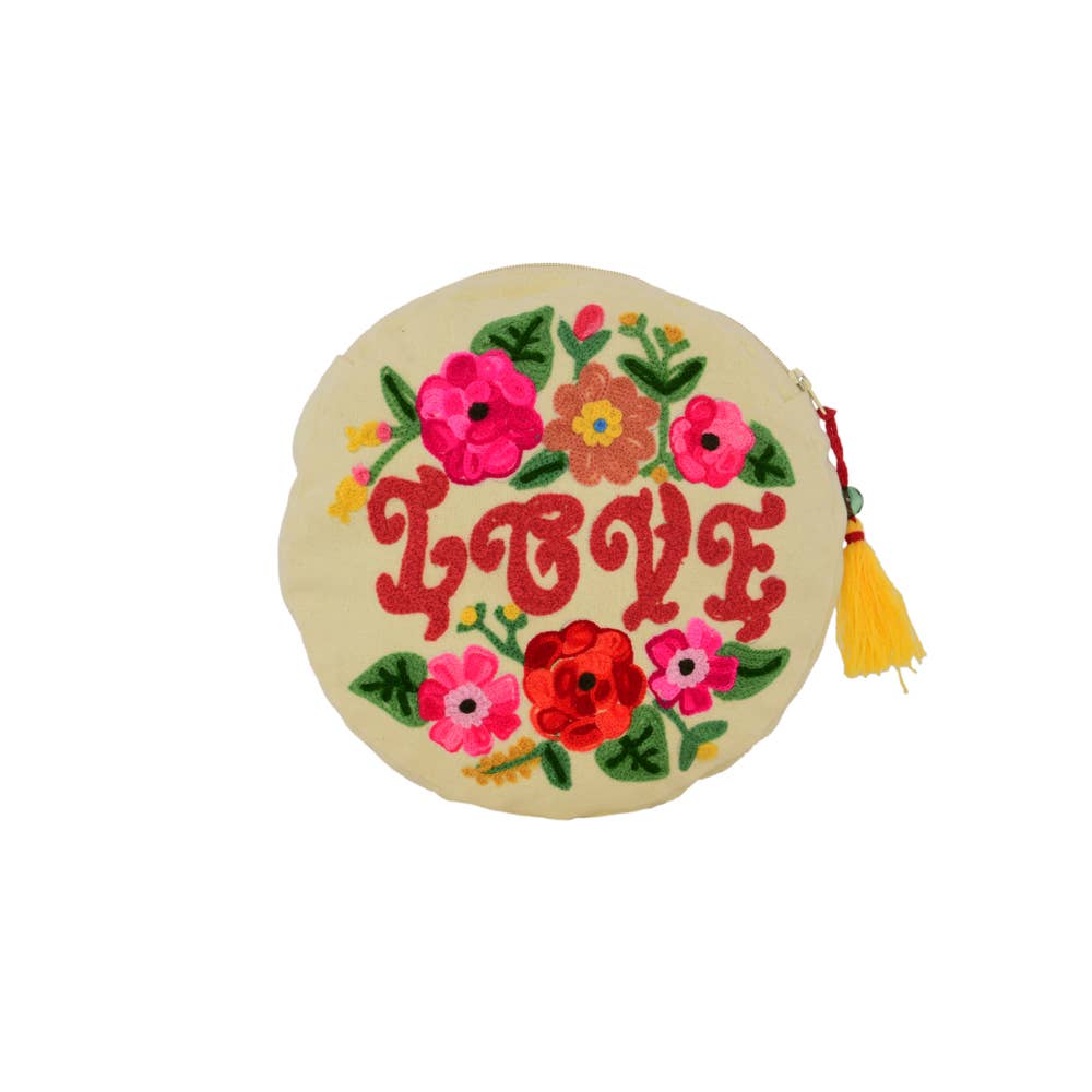 Karma Living – estojo - Mulher por atacado – 3MXLVPC8_IVYL Conjunto de 3 LOVE POUCH CROCHET FLOWER 8 “DIA2