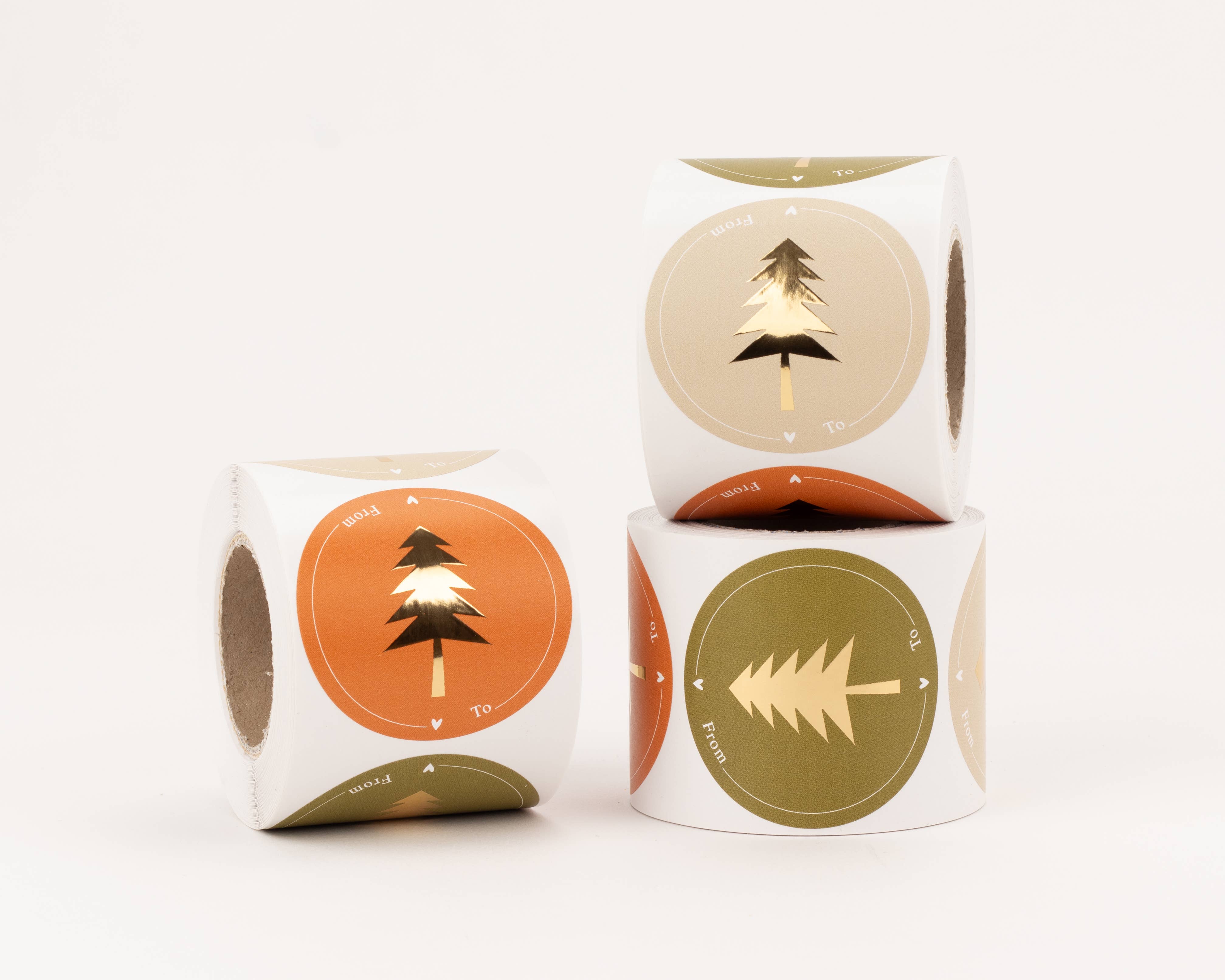 liebevoll verpackt - Wholesale Sticker - Sticker Fir, From... To... Orange/Olive Green/Beige