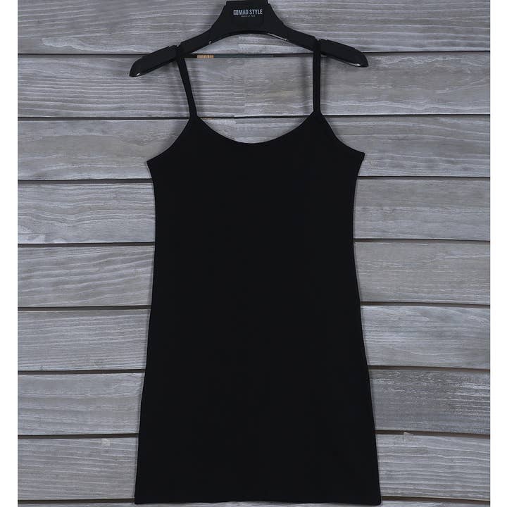 Mad Style - Wholesale Tank Top - Women's - Black Spaghetti Strap Long Tank