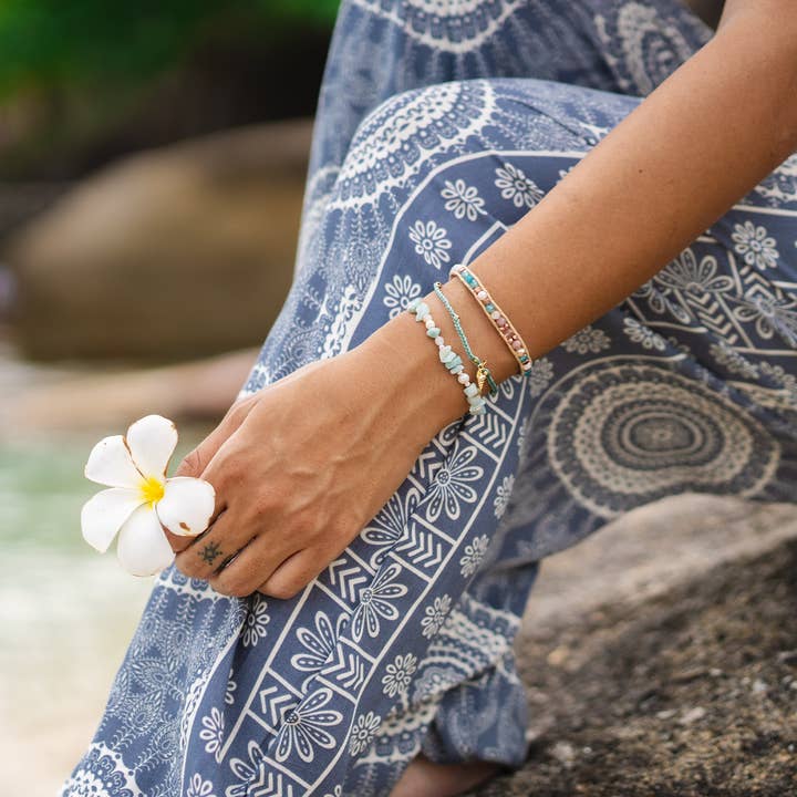 Lotus and Luna - Wholesale Beaded Bracelet - Teal Tide Sea Stone Bracelet