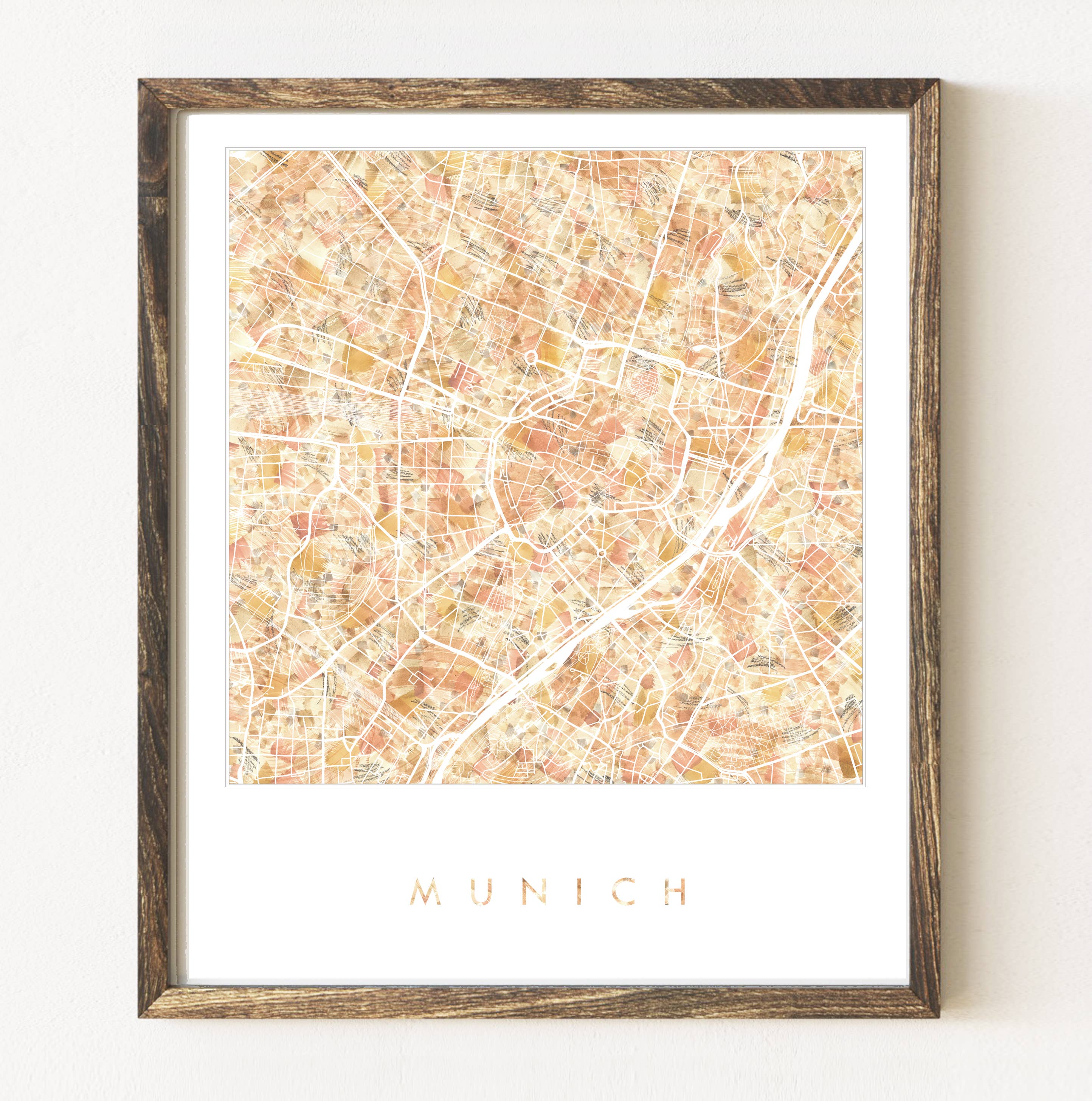 Turn-of-the-Centuries – wholesale Konsttryck – München Tyskland Målad karta - KONSTTRYCK2
