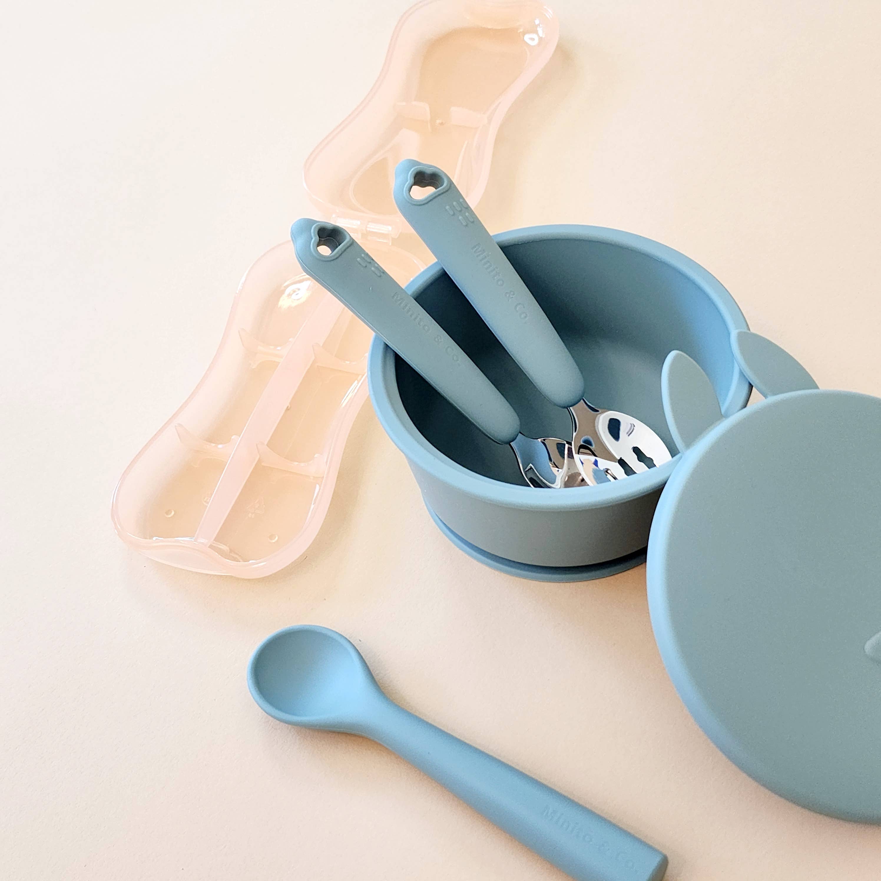 Minito & Co. – wholesale Flatware set – Kids & Baby – Silicone & Stainless Steel kids Utensils with Case3
