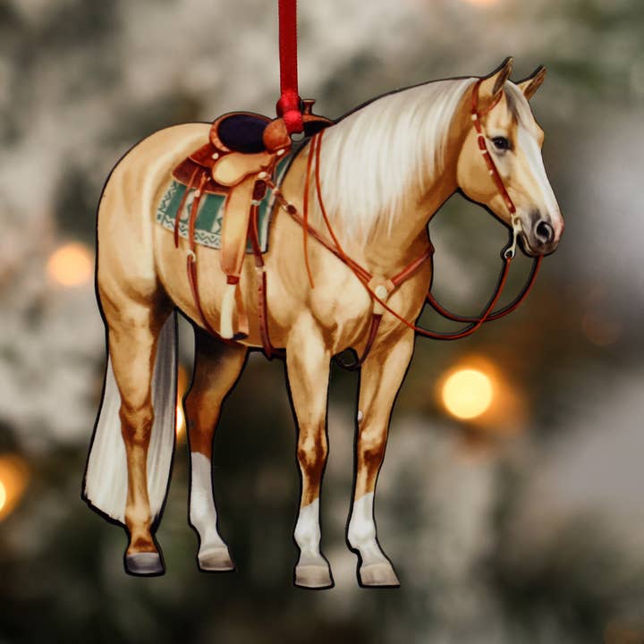 Palomino Western Ranch Horse Ornament - Quarter Horse Decor for wholesale by Classy Equine