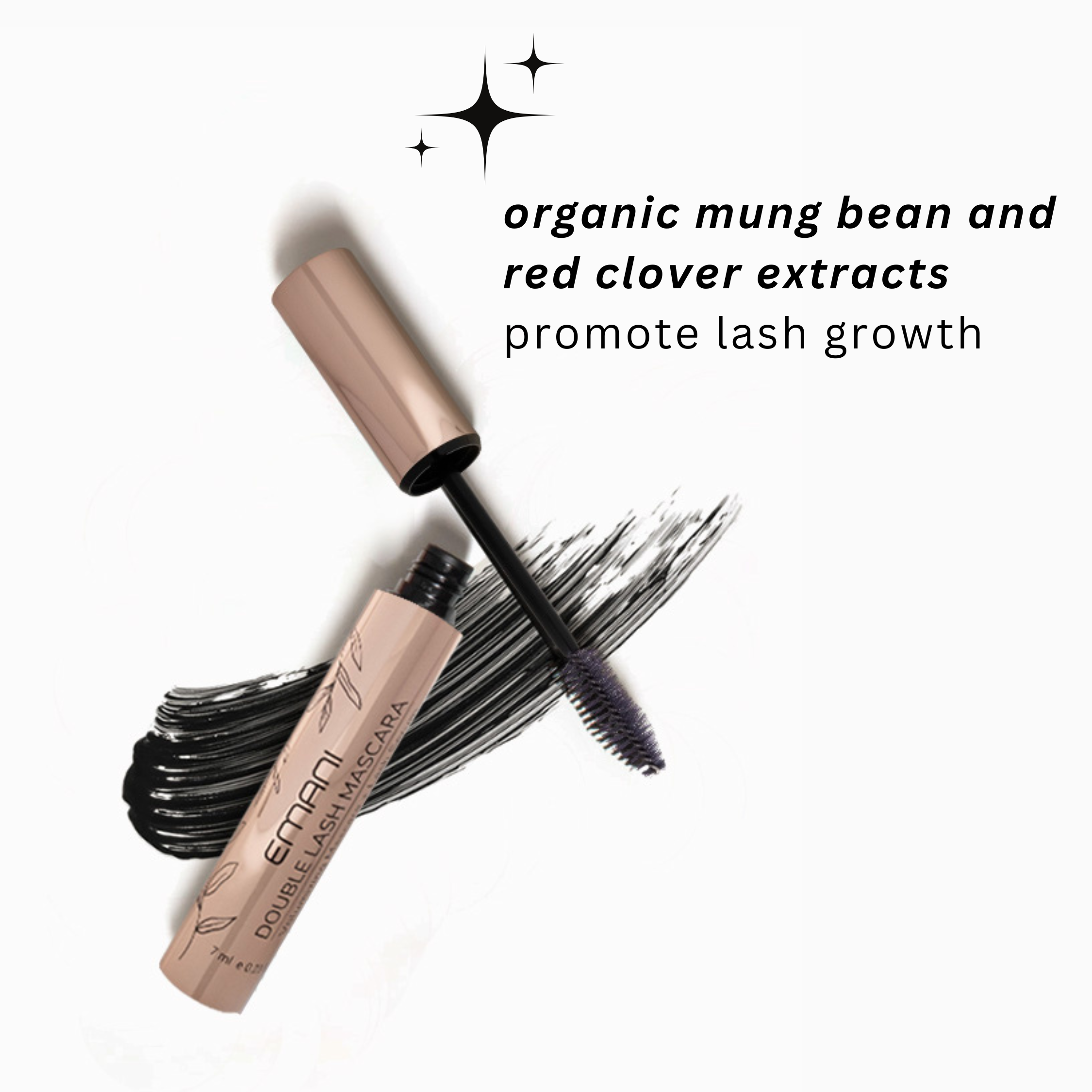 EMANI VEGAN COSMETICS - Vente Mascara - Mascara Double Lash + Sérum pour la croissance des cils - Naturel + Bio4