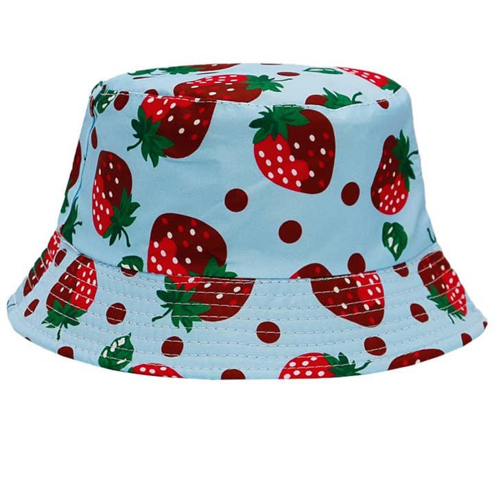 Cap Zone - Wholesale Bucket Hat - Kids - Kids Choco Strawberry Print Reversible Bucket Hat11