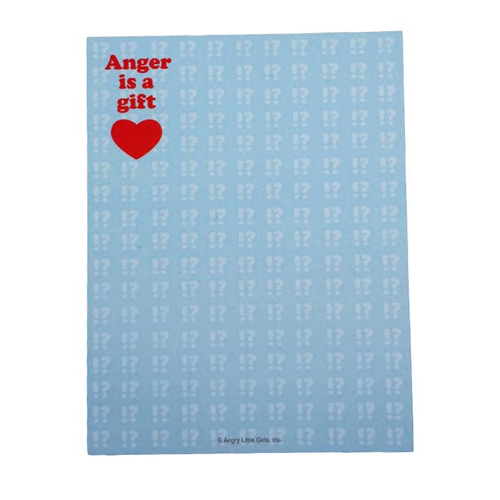 Anger is a Gift notepad for wholesale by Angry Little Girls