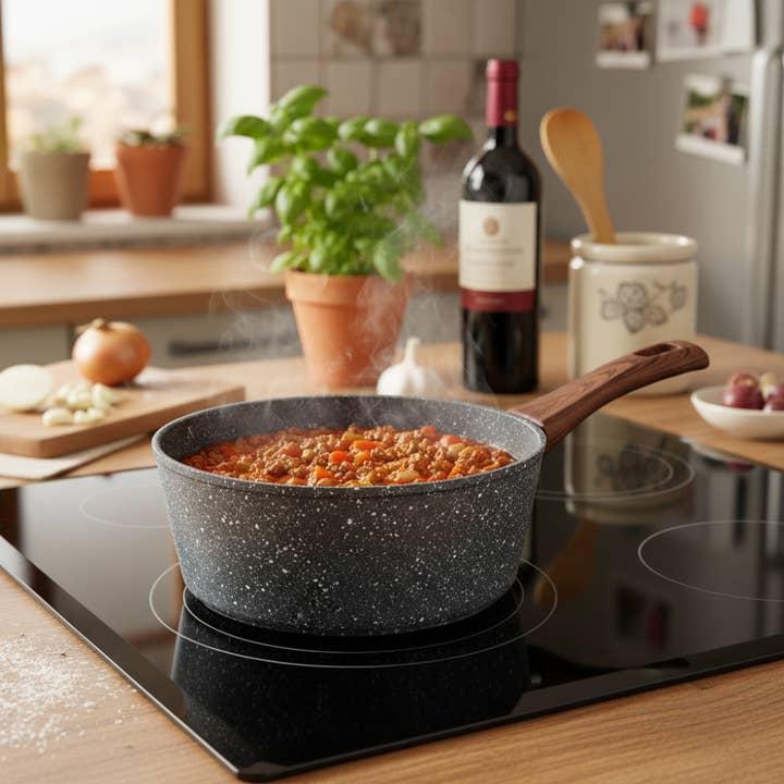 Casseruola con un manico ad induzione con alto spessore extra resistente per la vendita all'ingrosso da parte di Mamù Cookware