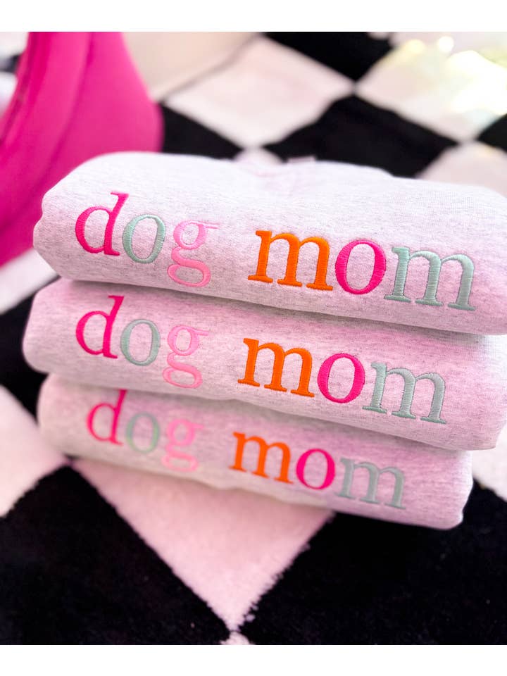 Graphic Tees & Co. - Wholesale Sweatshirt - Women's - dog mom rainbow embroidered Sweatshirt | Gift for dog moms2