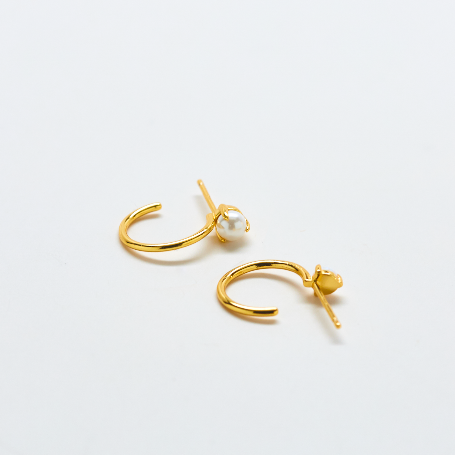 Admiral Row Jewelry - Wholesale Hoop Earrings - Gold Vermeil Pearl Semi-Precious Gemstone Mini Hoop Earrings - Birthstone/Wedding Jewelry2