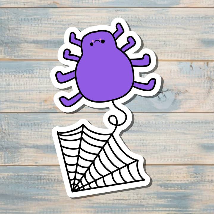 Söt spindel och nät, utskuren klistermärke, grafisk konstklistermärke, vinyl, inspirera motivera | Klistermärke eller magnet för wholesale av Handmade by Marlayna