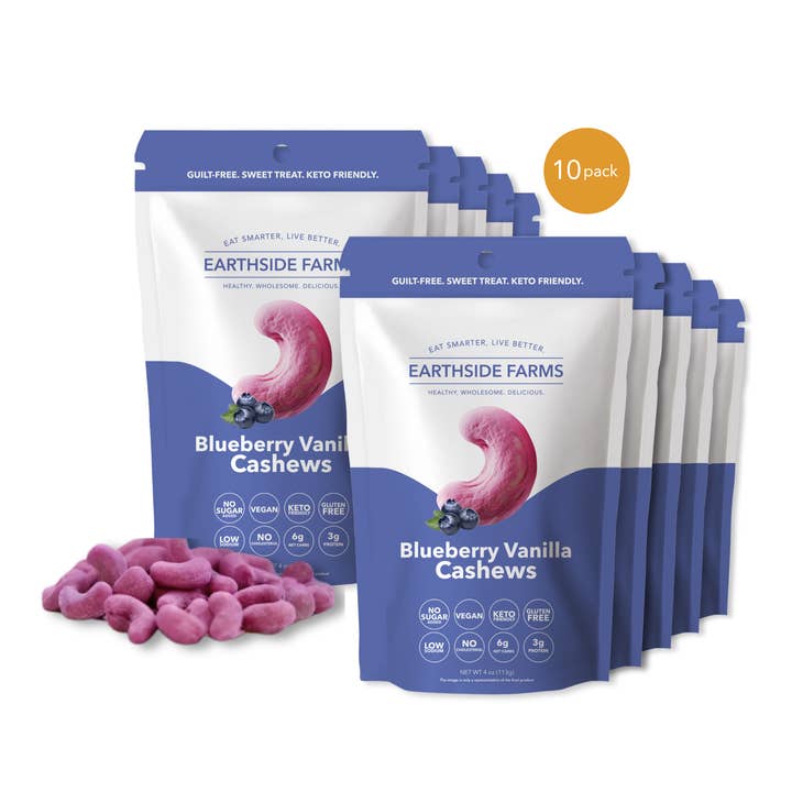 Earthside Farms - Wholesale Nuts - Blueberry Vanilla Cashews - Vegan Nut Snacks 4oz