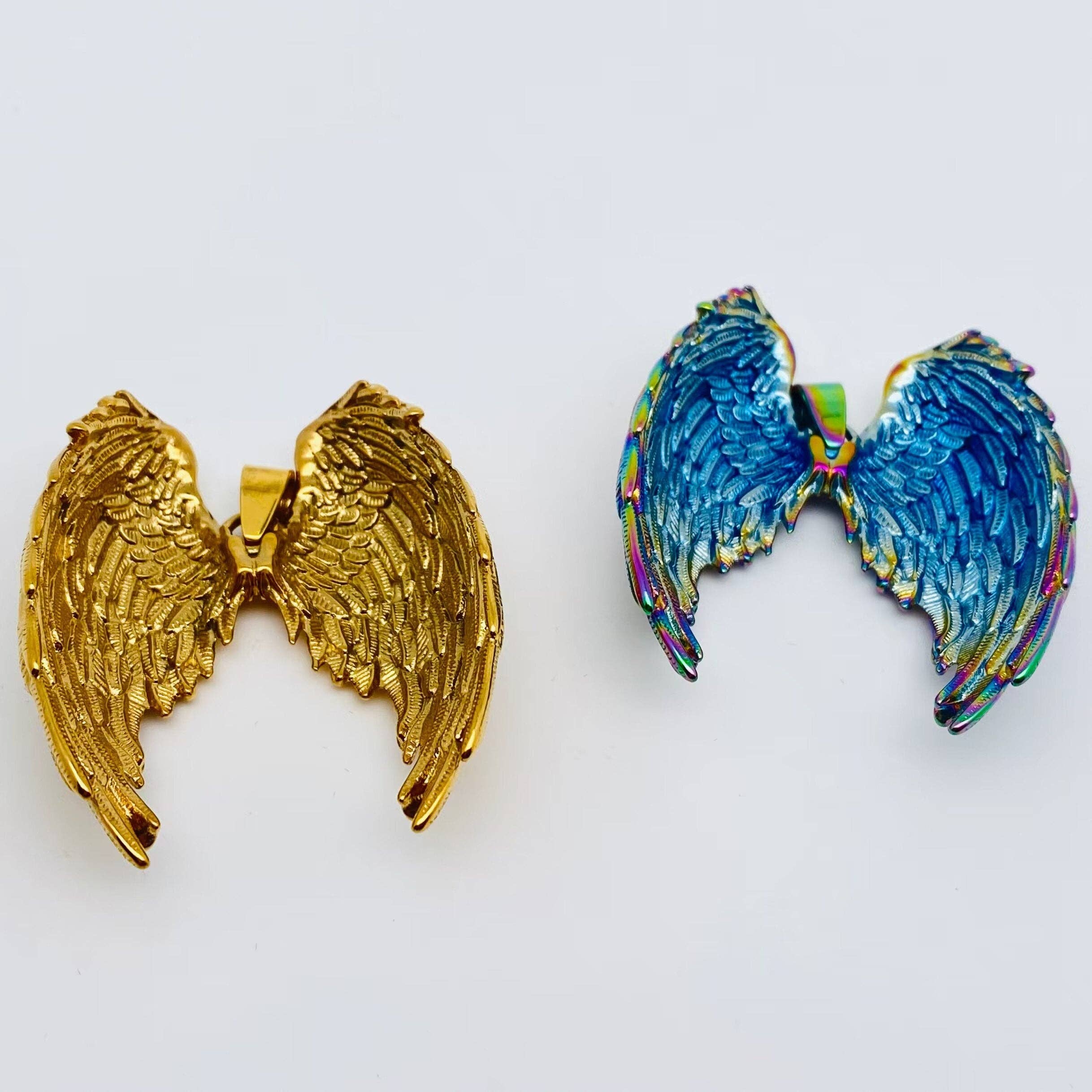 Mio Queena - Wholesale Craft Supplies - MJ/MNP - Colourful Stainless Steel Angel's Wing Pendant2
