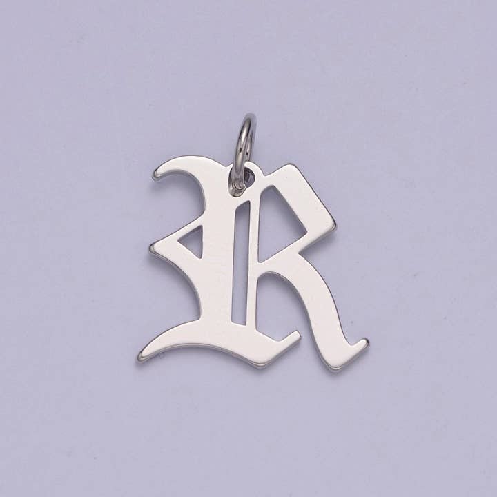 Aim Eternal - Wholesale Individual Charm/Pendant - Gothic Letter Charm, Alphabet Charm, Silver Letter Charm, 26 Letters Initial Charms Old English Letter Pendant A690~A70217