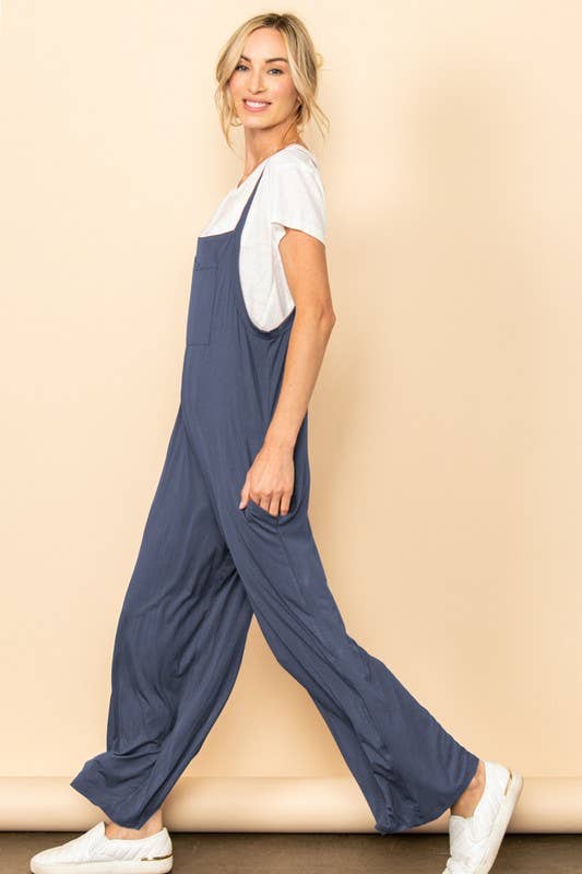 Elloh Collection - Wholesale Jumpsuit - Women's - Casual Comfy Wide Leg Overall Jumper w Bib and Side Pockets22