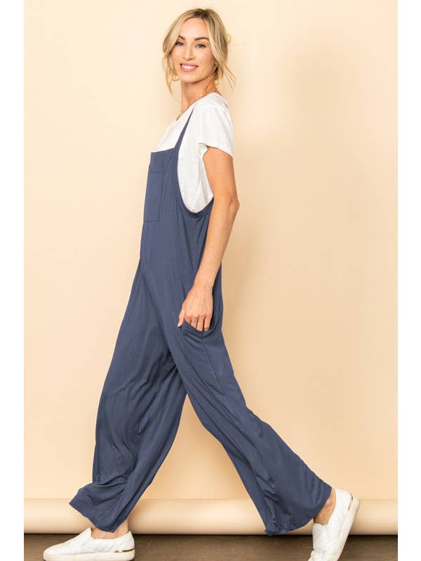 Elloh Collection - Wholesale Jumpsuit - Women's - Casual Comfy Wide Leg Overall Jumper w Bib and Side Pockets22