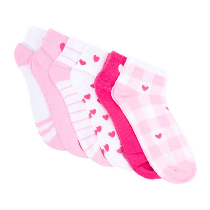 Selini New York - Wholesale Socks - Women's - Ladies' Assorted Low Cut Heart 6 pre-pack Ribbed Socks