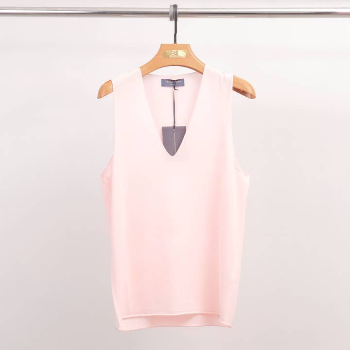 Top de malha fina com decote em v YF3215144 por atacado de Cecile Wang