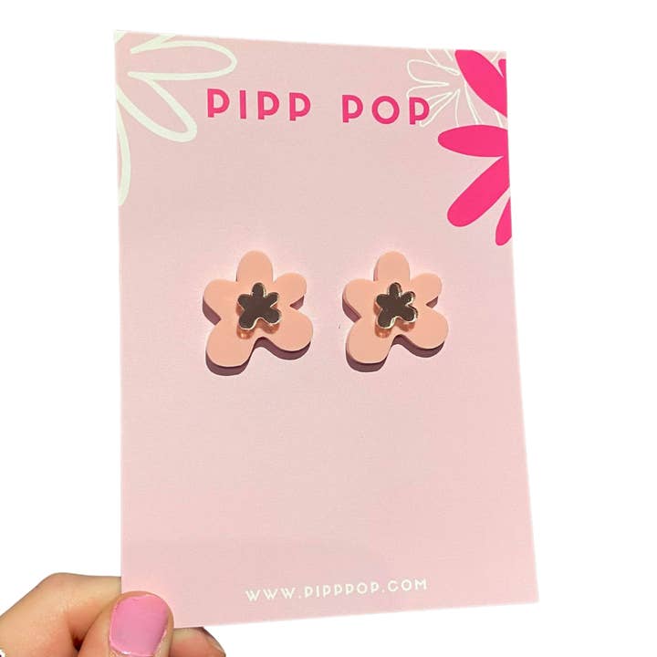 Petal Flower Studs - Blush and Rose Gold for wholesale by Pipp Pop