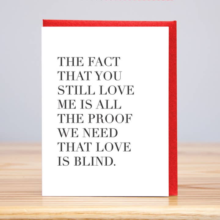 Love is Blind (Letterpress) - Sale! for wholesale by Huckleberry Letterpress