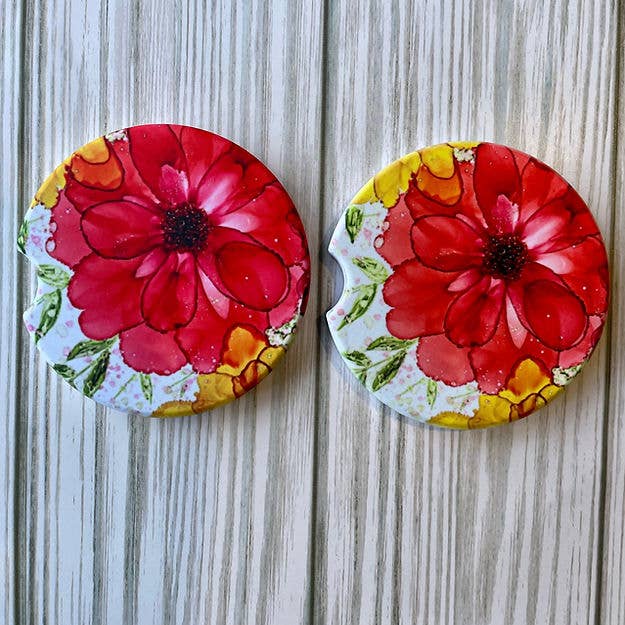 Cora Sandstone Car Coasters (2) for wholesale by Angie Bryant Art