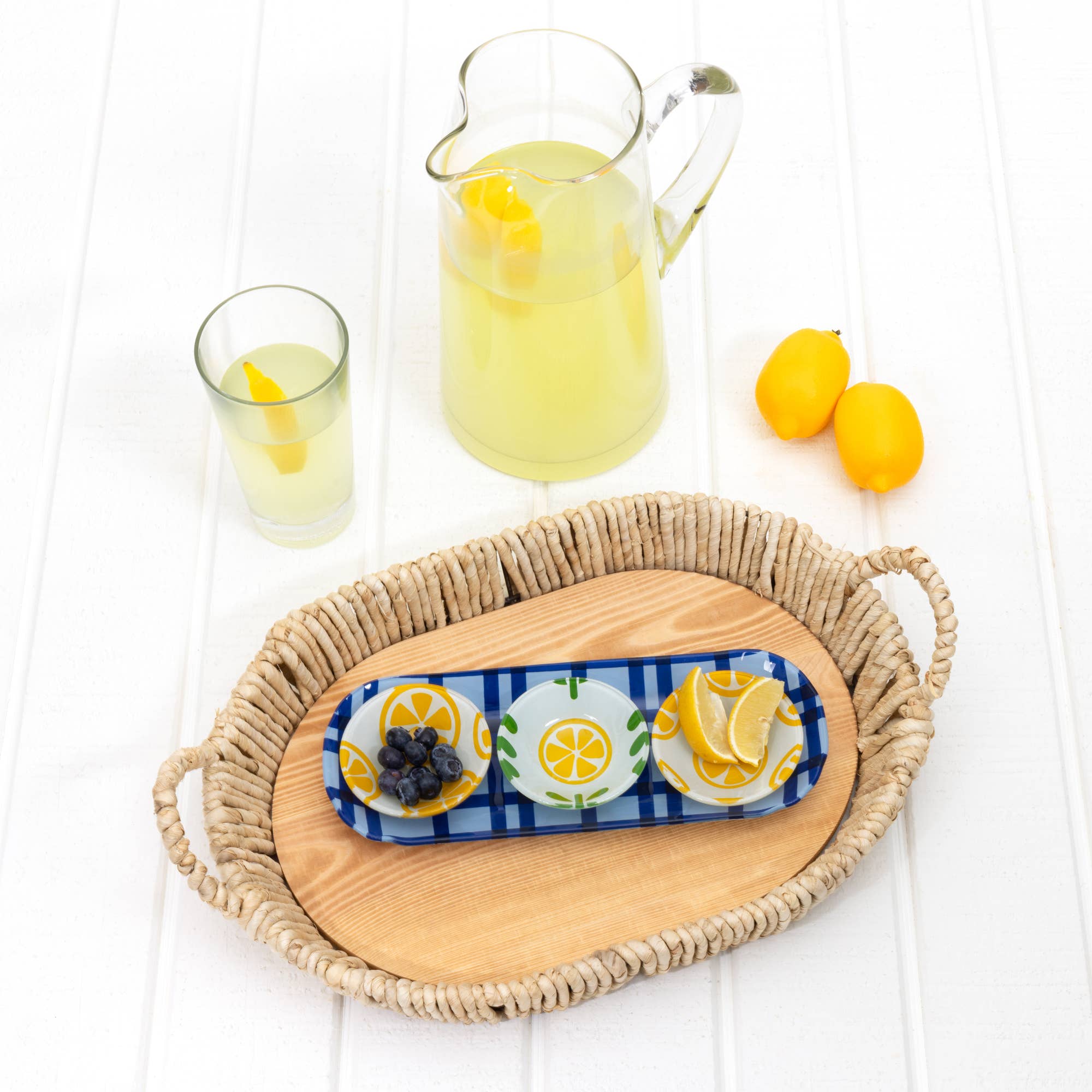Pavilion - Wholesale Serving Tray - Lemons - 11" Glass Serving Tray with 3 Bowls1